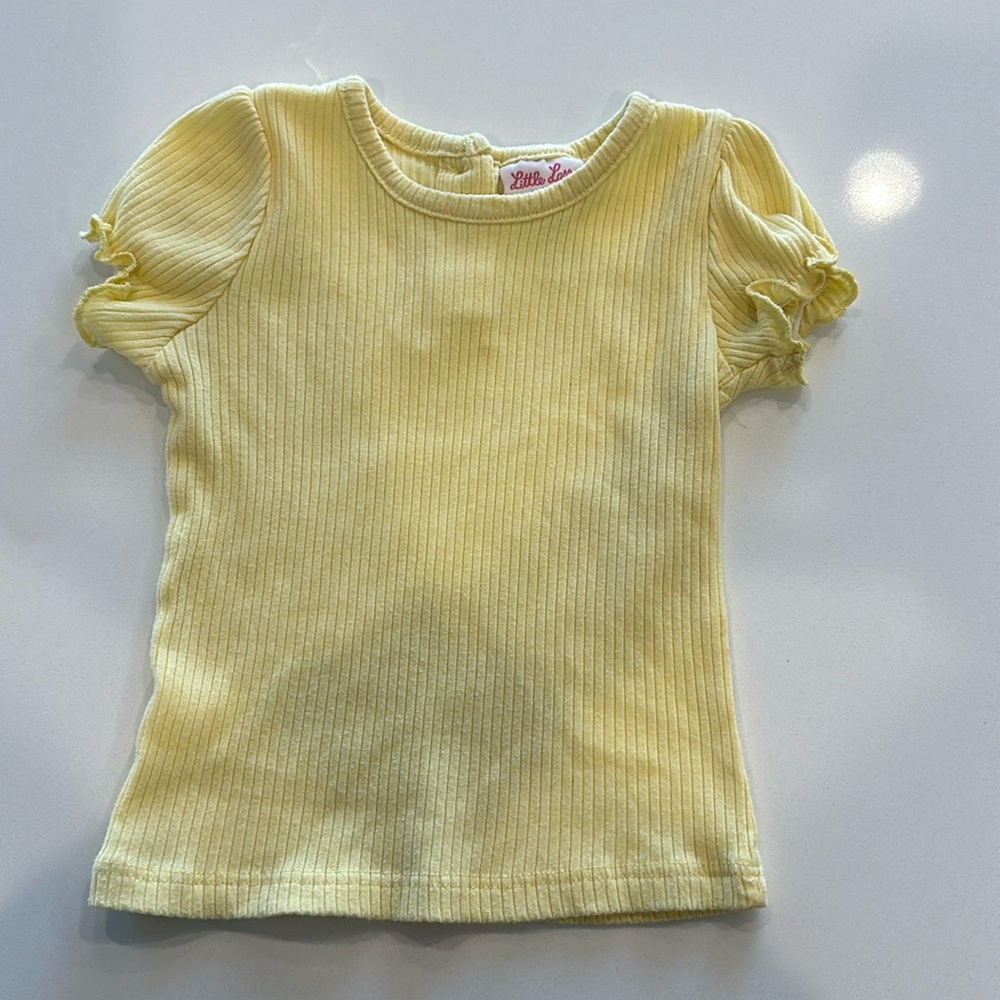 Yellow ruffle sleeve T Shirt